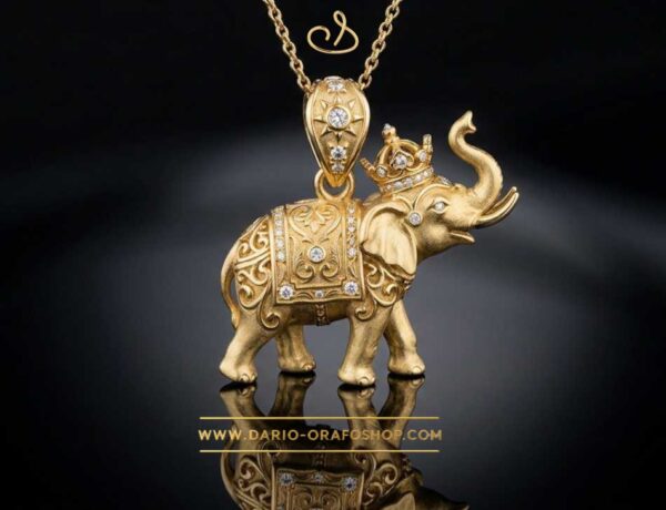 Ciondolo Portafortuna 119 elefante - elefantino con diamanti