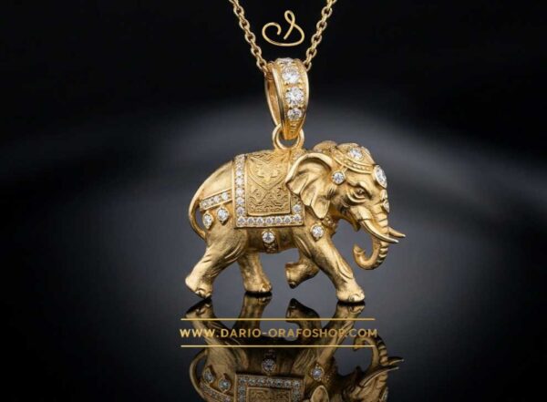 Ciondolo Portafortuna 120 elefante - elefantino con diamanti