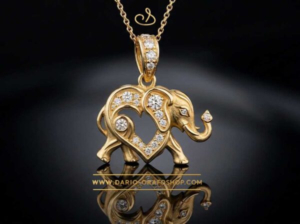 Ciondolo Portafortuna 122 elefante - elefantino con diamanti
