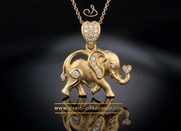 Ciondolo Portafortuna 126 elefante - elefantino con diamanti