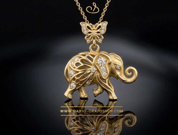 Ciondolo Portafortuna 129 elefante - elefantino con diamanti