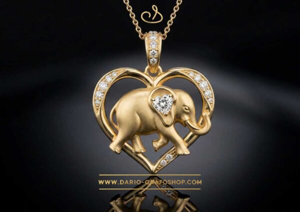 Ciondolo Portafortuna 130 elefante - elefantino con diamanti