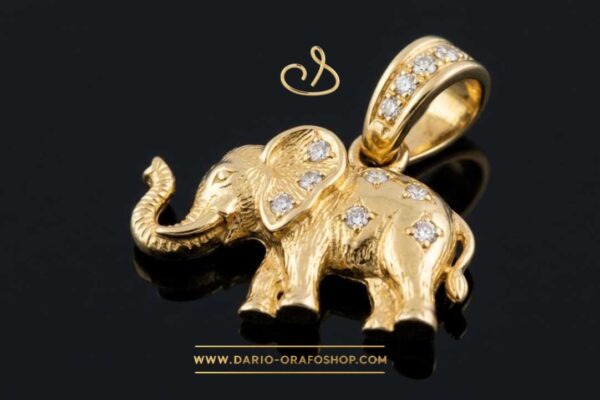 Ciondolo Portafortuna 159 elefante - elefantino con diamanti
