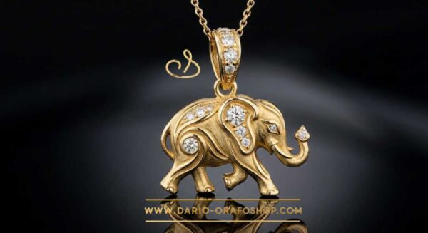 Ciondolo Portafortuna 160 elefante - elefantino con diamanti