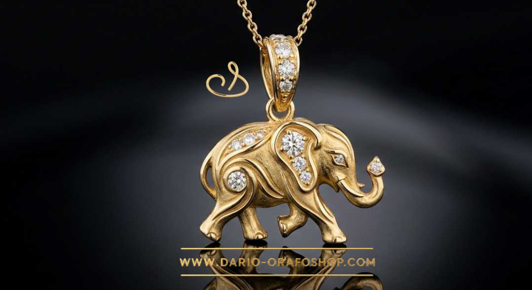 Ciondolo Portafortuna 160 elefante - elefantino con diamanti