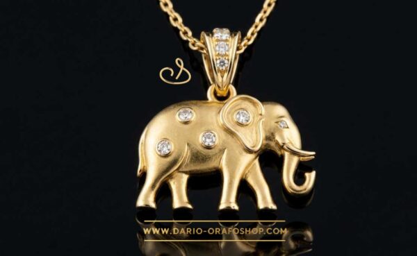 Ciondolo Portafortuna 161 elefante - elefantino con diamanti
