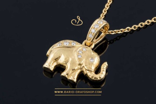 Ciondolo Portafortuna 162 elefante - elefantino con diamanti
