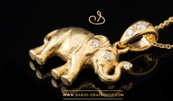 Ciondolo Portafortuna 163 elefante - elefantino con diamanti