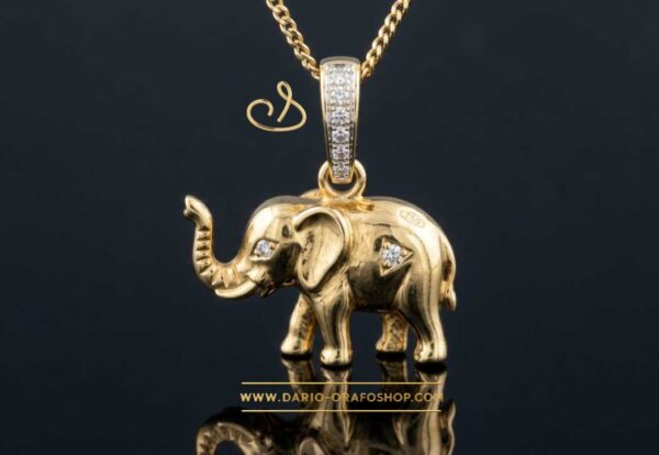 Ciondolo Portafortuna 164 elefante - elefantino con diamanti