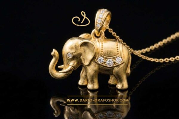 Ciondolo Portafortuna 166 elefante - elefantino con diamanti
