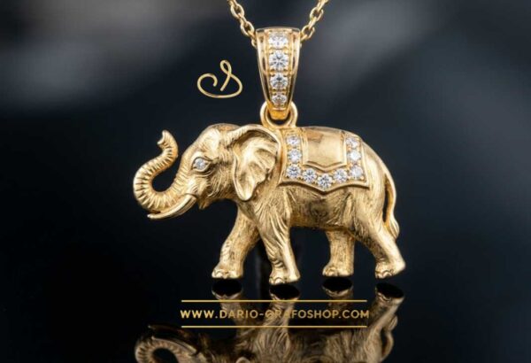 Ciondolo Portafortuna 167 elefante - elefantino con diamanti