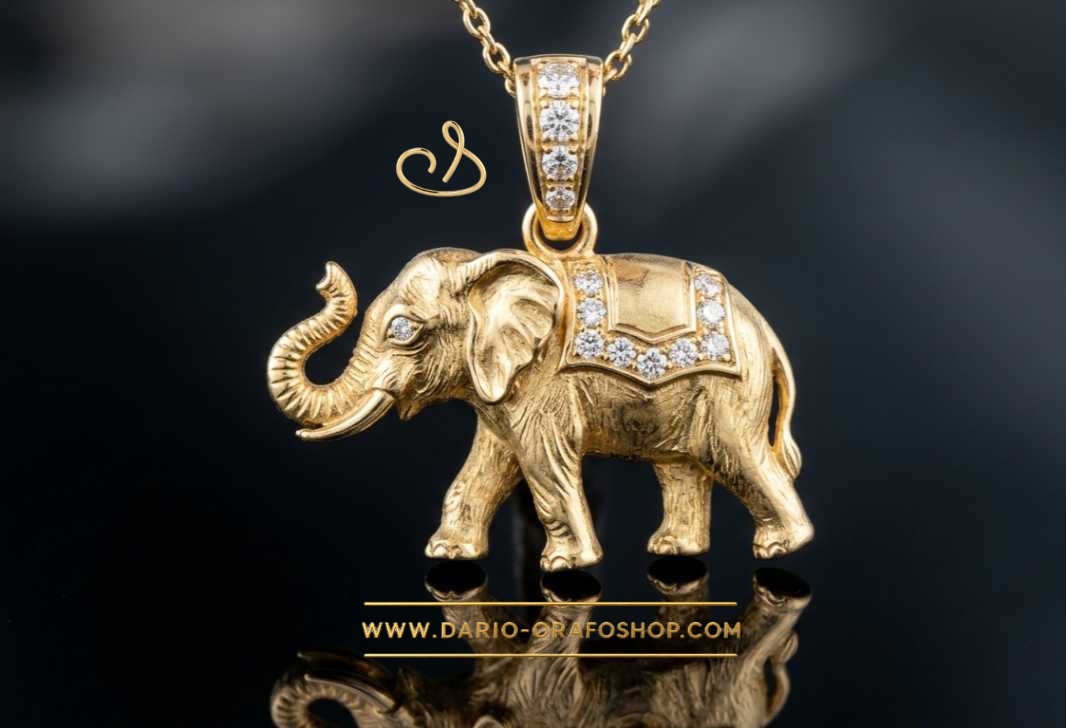Ciondolo Portafortuna 167 elefante - elefantino con diamanti
