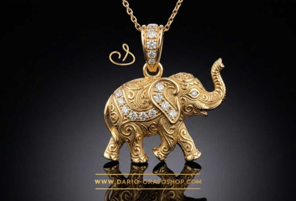 Ciondolo Portafortuna 169 elefante - elefantino con diamanti