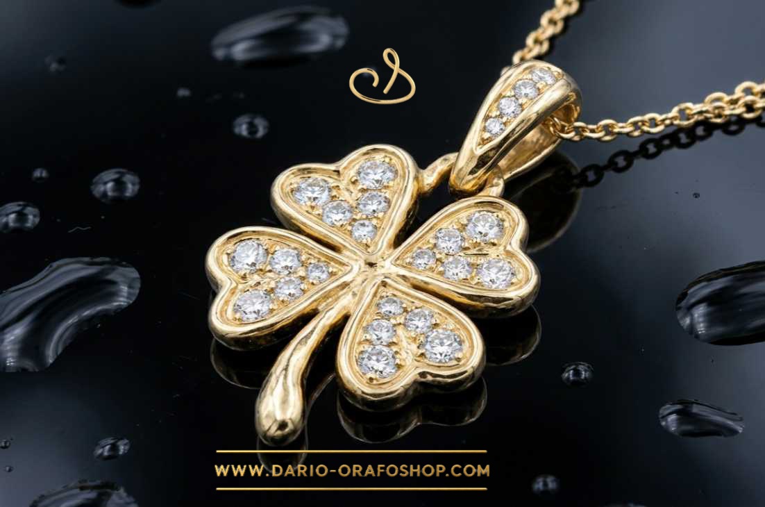 Ciondolo Portafortuna 170 quadrifoglio con diamanti