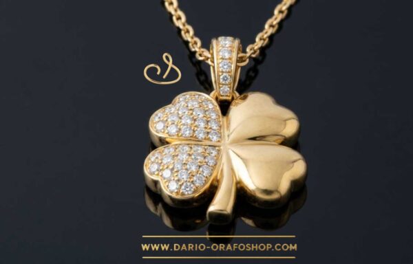 Ciondolo Portafortuna 176 quadrifoglio con diamanti