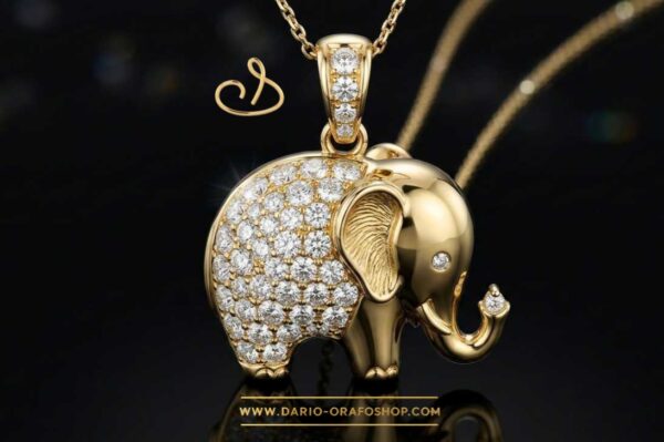 Ciondolo Portafortuna 177 elefante - elefantino con diamanti