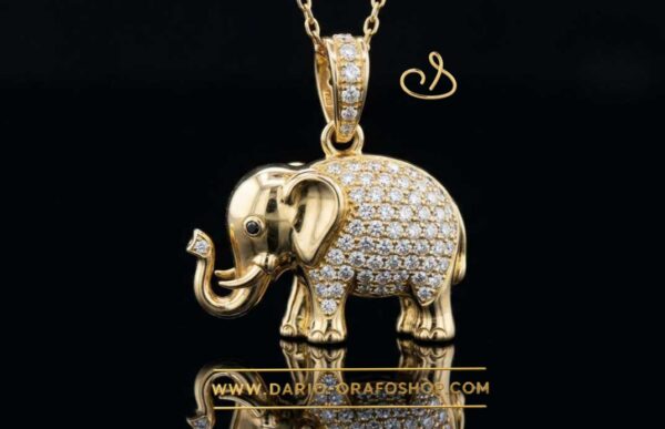 Ciondolo Portafortuna 178 elefante - elefantino con diamanti