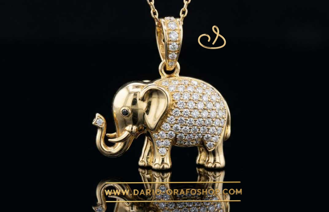 Ciondolo Portafortuna 178 elefante - elefantino con diamanti