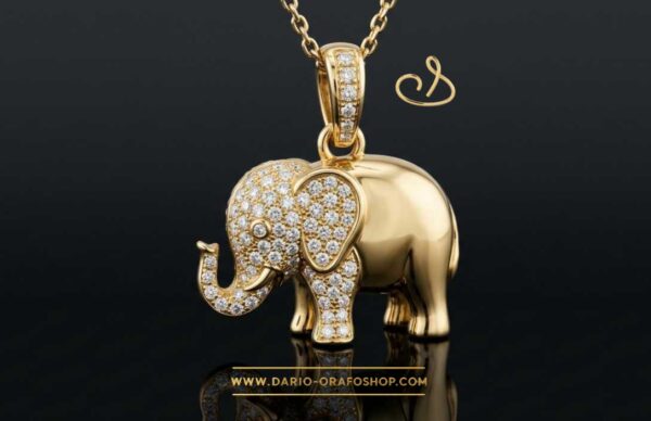 Ciondolo Portafortuna 179 elefante - elefantino con diamanti