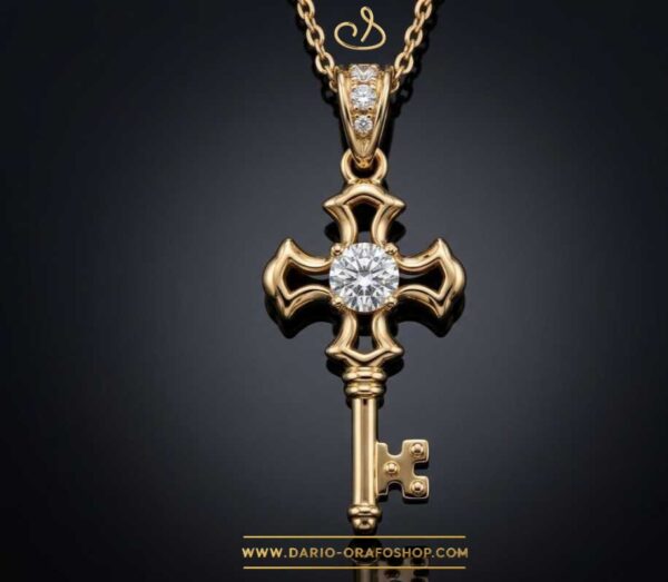 Ciondolo Portafortuna 206 chiave con diamanti